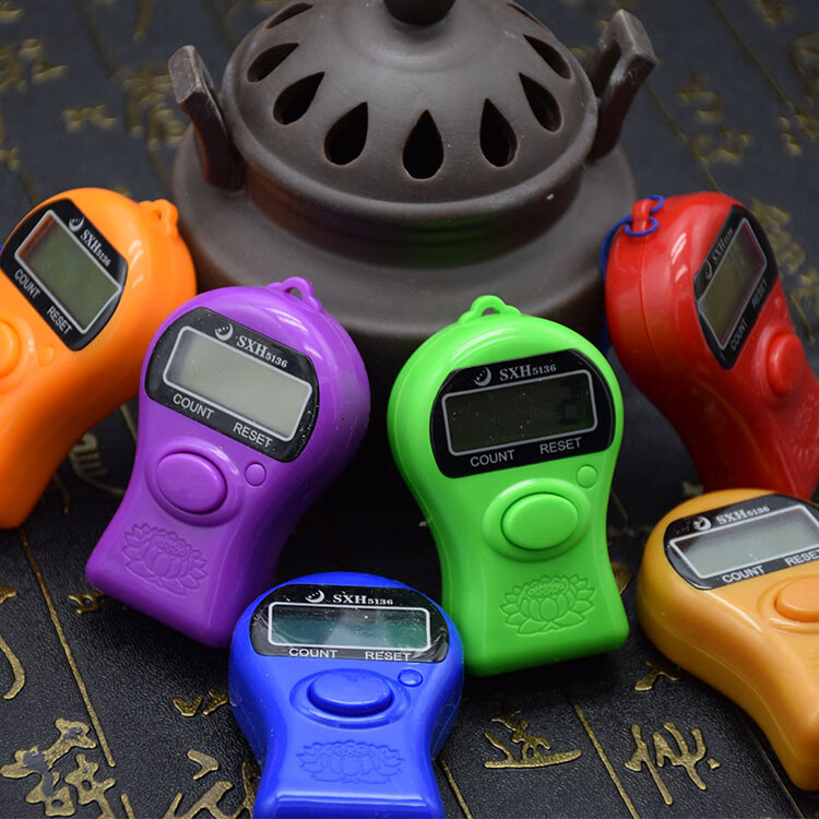 老人用大屏电子念佛计数器送挂绳电池佛教用品念经记数器绿色