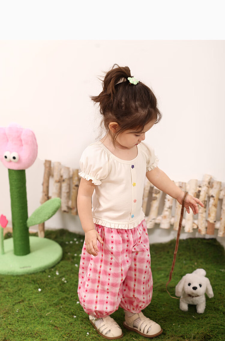 LUSON Baby Girl Pants, 2025 Summer New Stylish All-Over Print Joggers, Infant Mosquito-Proof Trousers 14