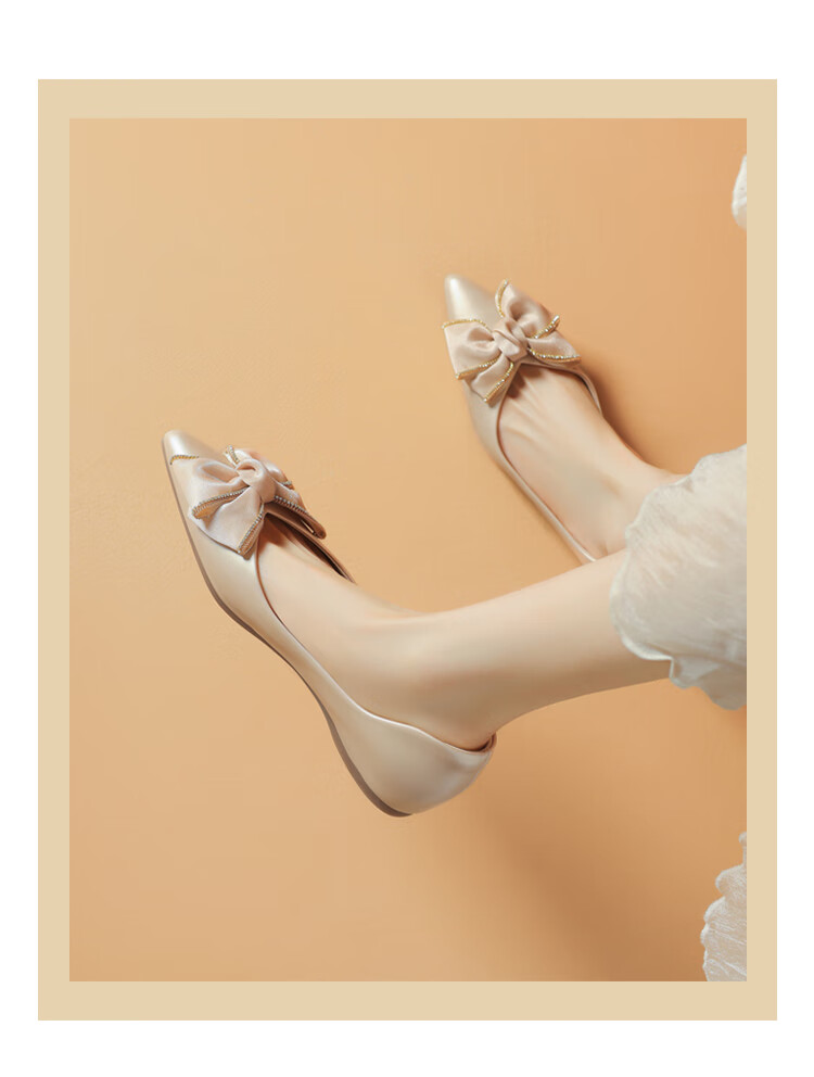 DAPHNE Women's Little Chanel Style Bowknot Fairy Fashion Flat Shoes Spring Summer New Off-White Size 35 17