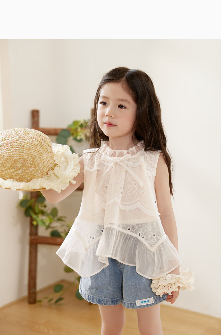 LUSON Children's Clothing, Baby Lace Hollow-Out Dress, Girls' Sleeveless Tank Top And Blouse Set, Summer 2025 10