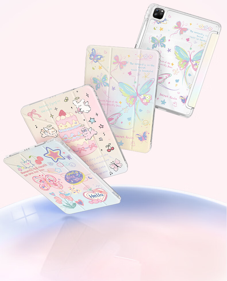 Kelimann iPad Air 8/7/6 Tablet Case 11-inch Protective Cover 2026/25/24 Shockproof Cooling Acrylic Pen Slot Rotatable Unisex - Starry Cat 8