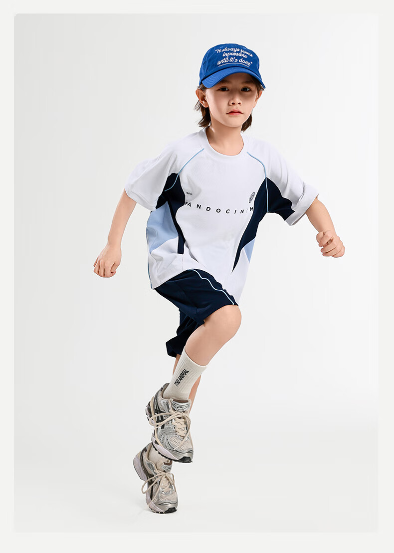 BANDOCIN Boys' Summer Sportswear Sun Protection Short-Sleeve Set for Older Children, Stylish 2026 New Style, Light Purple, Size 160 12