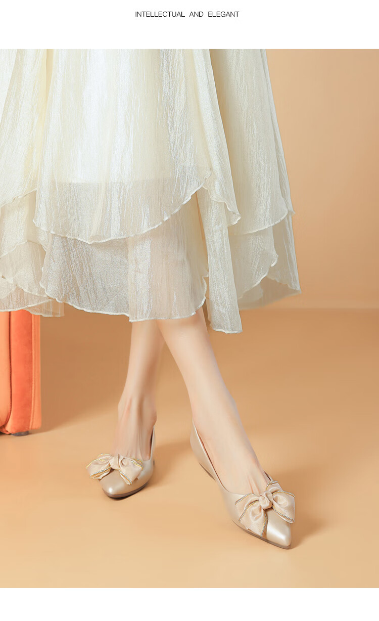 DAPHNE Women's Little Chanel Style Bowknot Fairy Fashion Flat Shoes Spring Summer New Off-White Size 35 16
