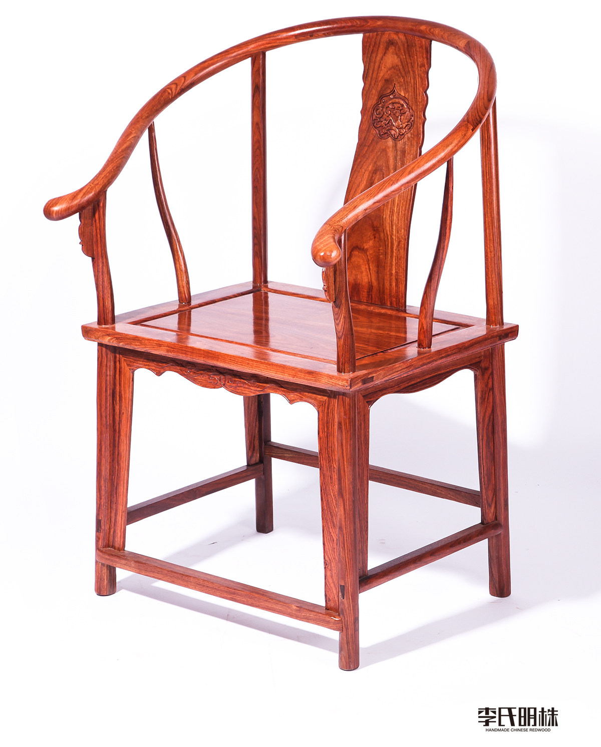 李氏明株红木家具非洲花梨学名刺猬紫檀椅子实木椅圈椅太师椅仿古靠背