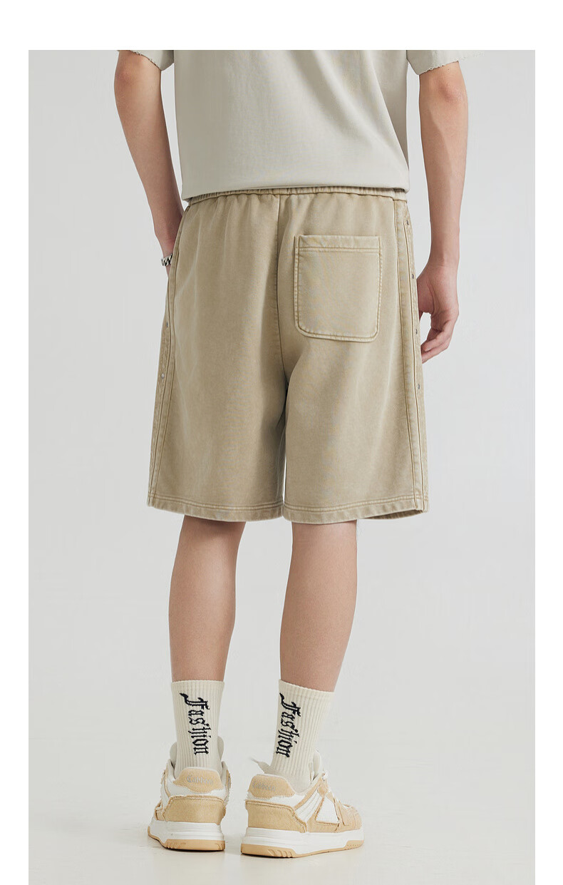 CABBEEN [Distressed Wash] Heavy Cotton Casual Shorts for Men, Summer 2025, Loose-Fitting Breathable Versatile Five-Point Swim Trunks 8
