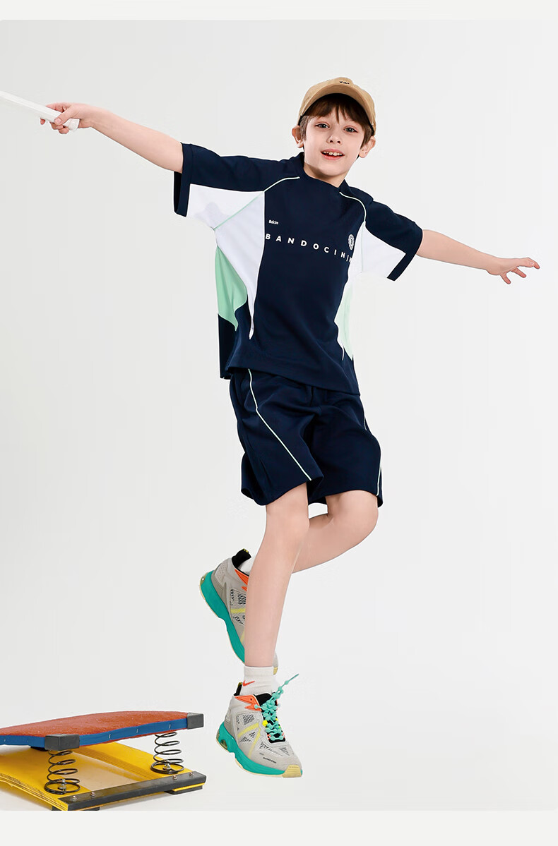 BANDOCIN Boys' Summer Sportswear Sun Protection Short-Sleeve Set for Older Children, Stylish 2026 New Style, Light Purple, Size 160 9