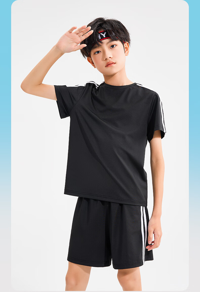 Jeanswest Boys' Summer Outfit Set, 2026 Children's Quick-Dry Short-Sleeve Shorts Two-Piece Set, Summer Boys' Sportswear, Thin Style 3
