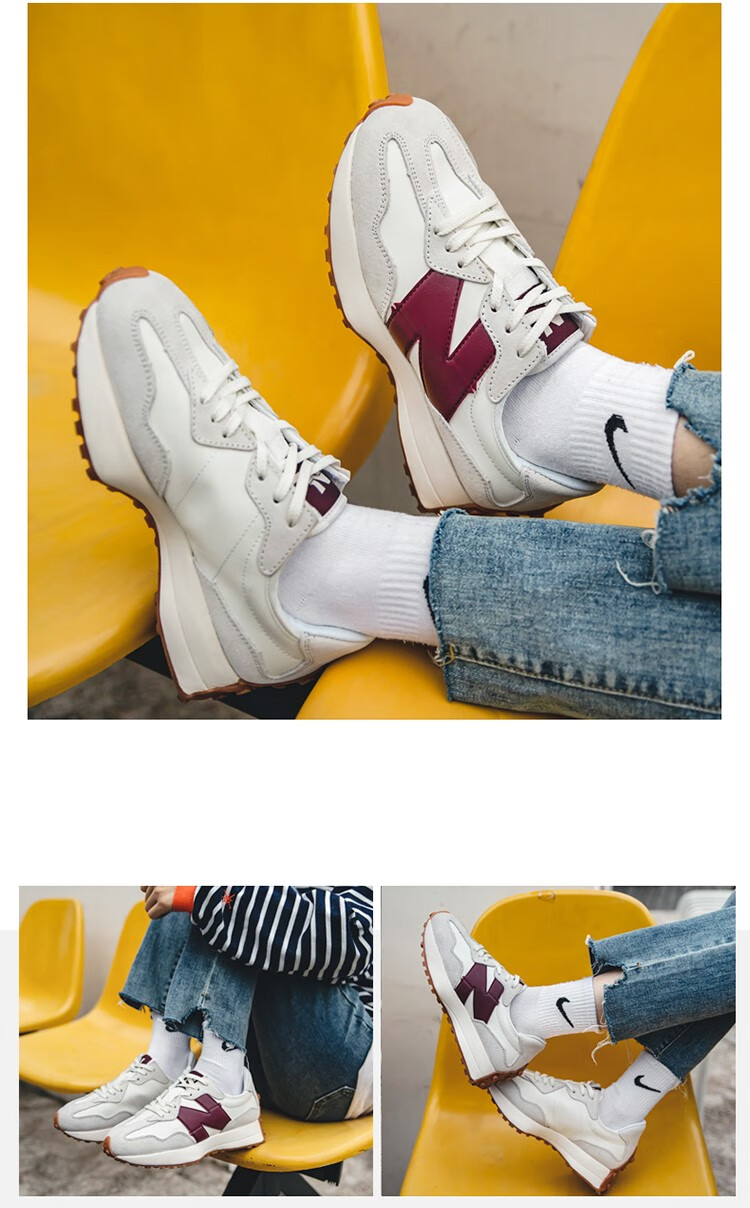 新百伦new balance小蛮腰327男鞋nb复古老爹鞋女阿甘鞋休闲运动跑 桔