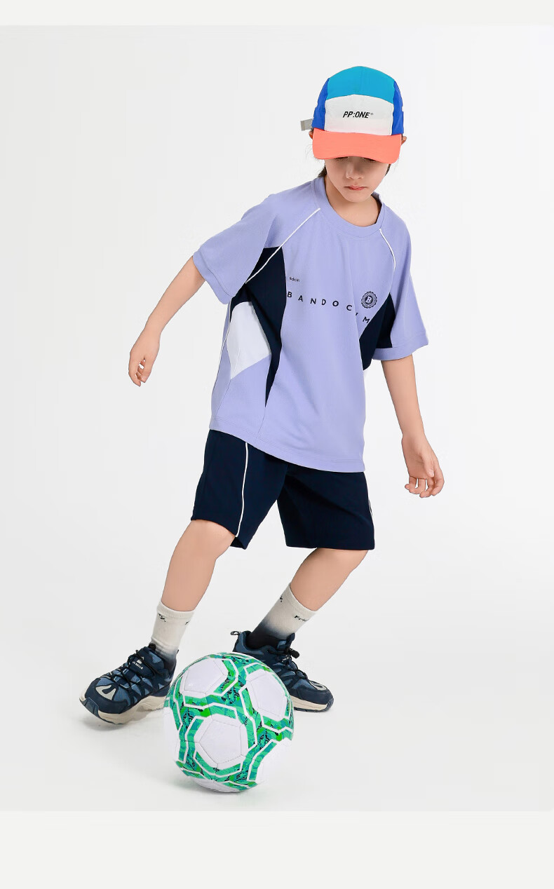 BANDOCIN Boys' Summer Sportswear Sun Protection Short-Sleeve Set for Older Children, Stylish 2026 New Style, Light Purple, Size 160 15