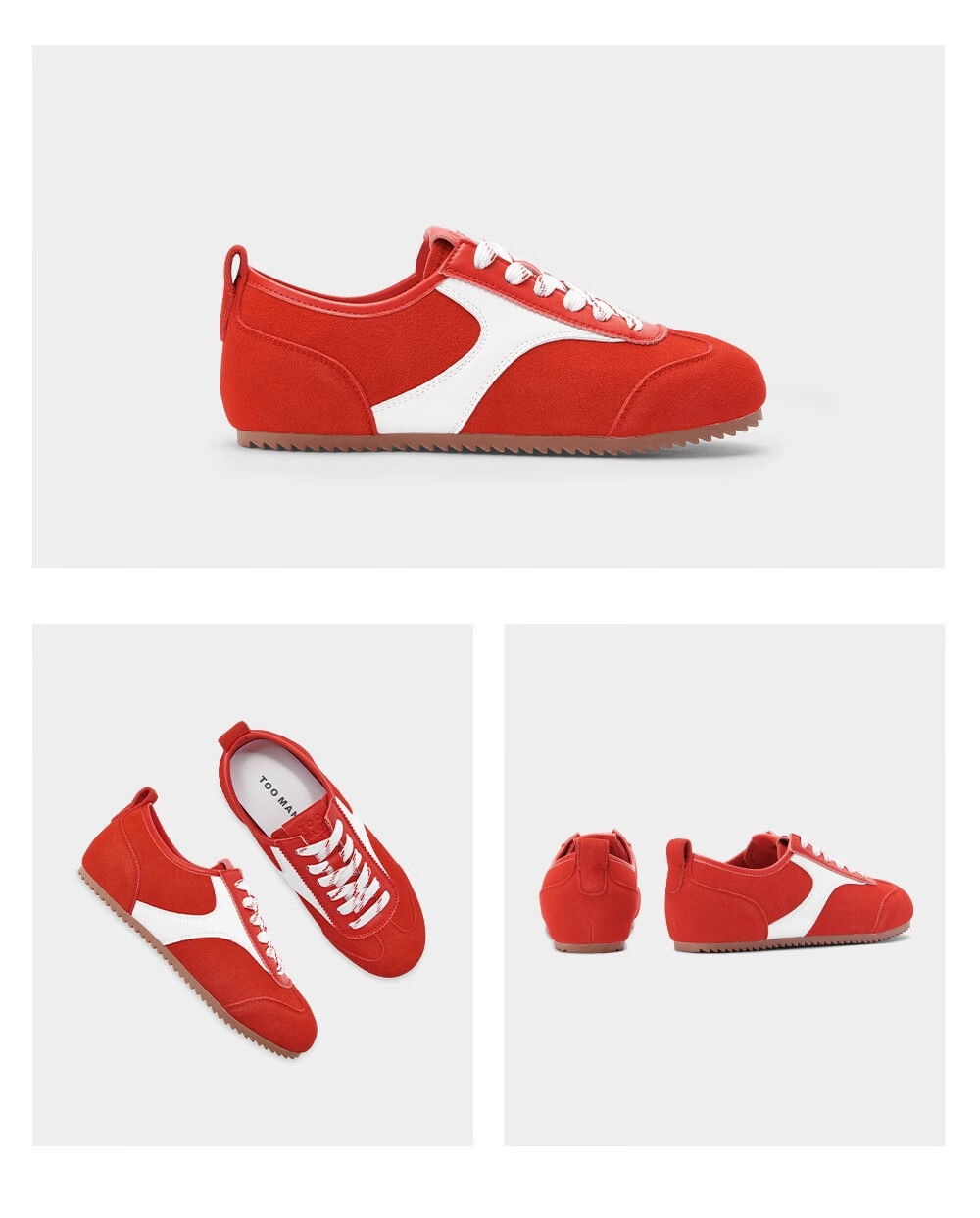 TOOMANYSHOES Celebrity Style Slip-On White Sneakers Sports Training Shoes Women Retro Casual Shoes Neon Street Red Size 38 15