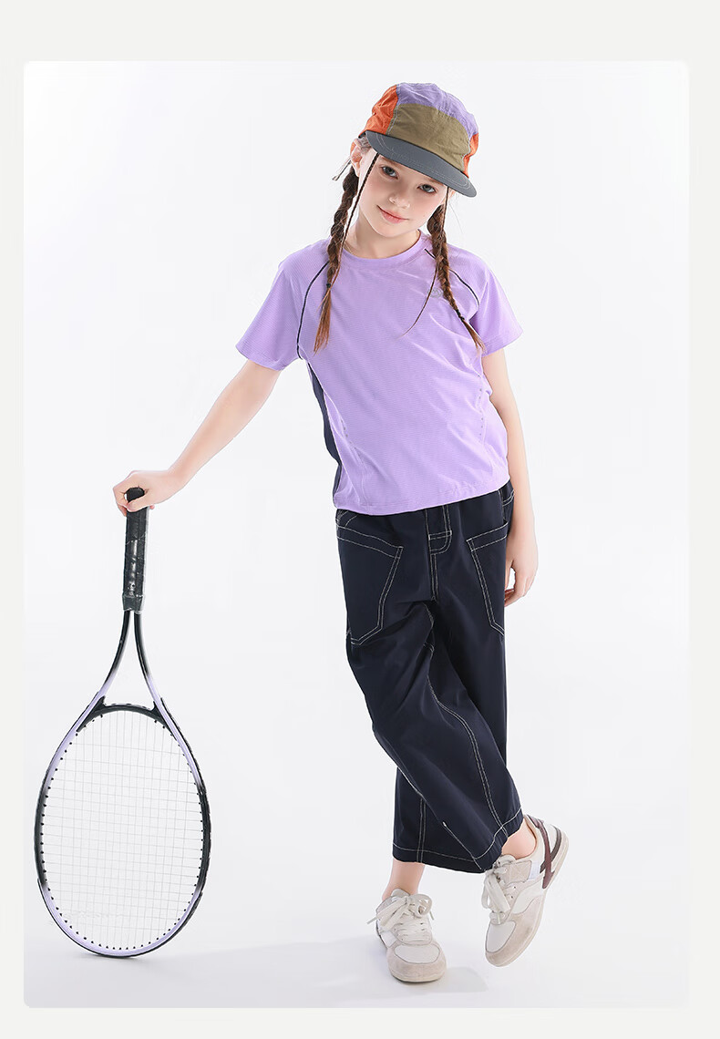 BANDOCIN Girls' Summer Lightweight Sports Capri Pants Stylish for Older Children, 2026 New Style, Dark Navy Blue, Size 120 10