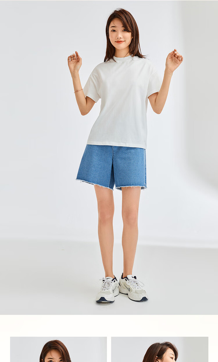 Giordano Women's T-Shirt, Pure Cotton, Skin-Friendly, Elegant Blouse, Comfortable Loose-Fitting Turtleneck Top, Short Sleeve, 05322396 8