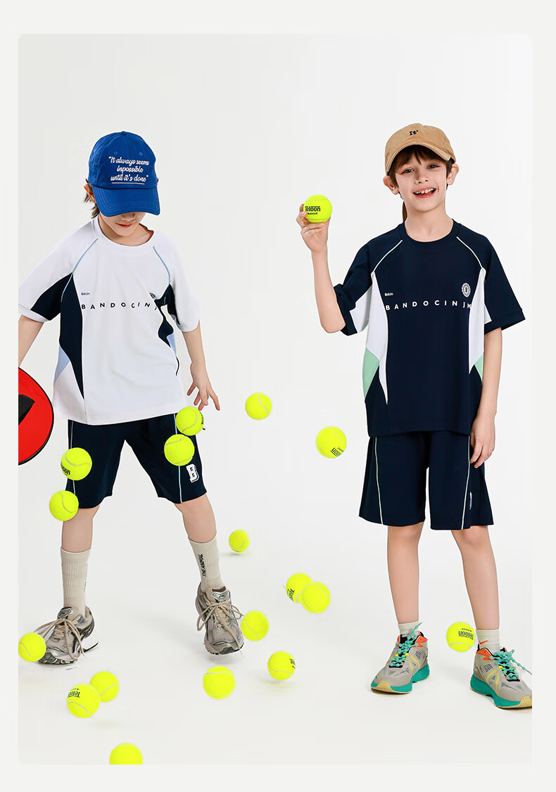 BANDOCIN Boys' Summer Sportswear Sun Protection Short-Sleeve Set for Older Children, Stylish 2026 New Style, Light Purple, Size 160 6