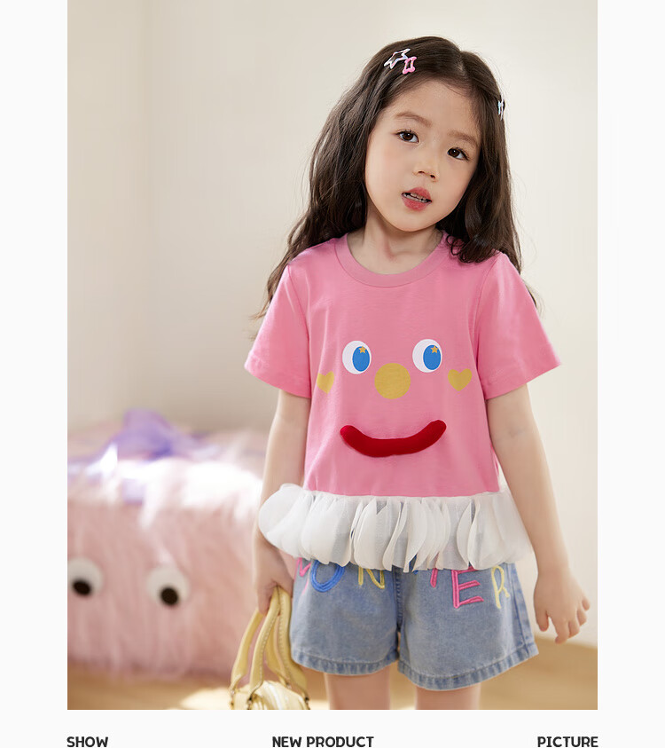 LUSON Children's Clothing, Baby T-Shirt Set for Girls, Stylish Summer New Design, Little Monster Girl's Shorts Set 5
