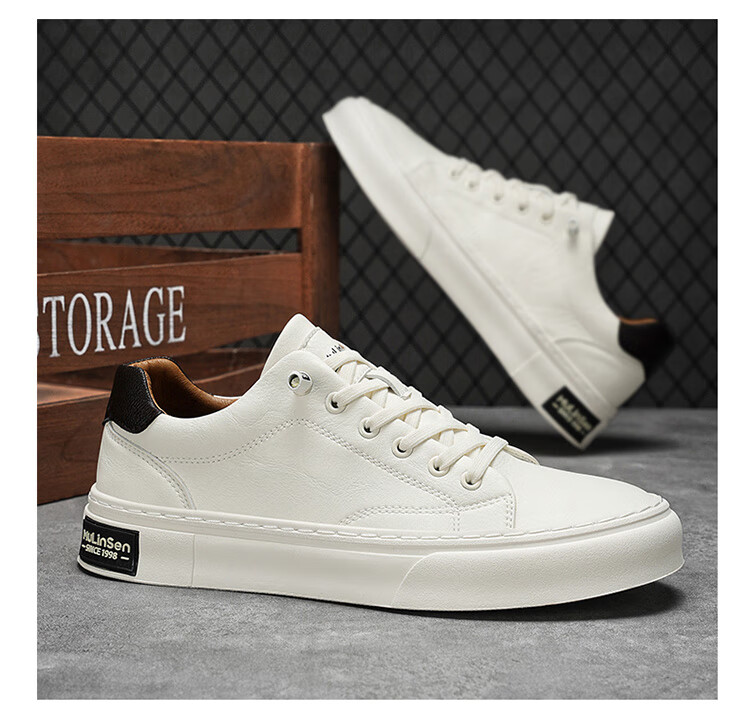Mulinsen Men's Spring Summer Breathable Casual Business Office Sneakers Student Commuting Sports White Shoes 10