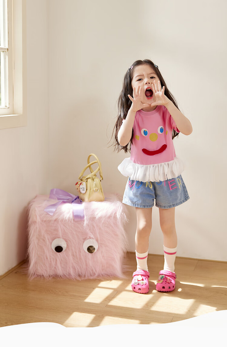 LUSON Children's Clothing, Baby T-Shirt Set for Girls, Stylish Summer New Design, Little Monster Girl's Shorts Set 1
