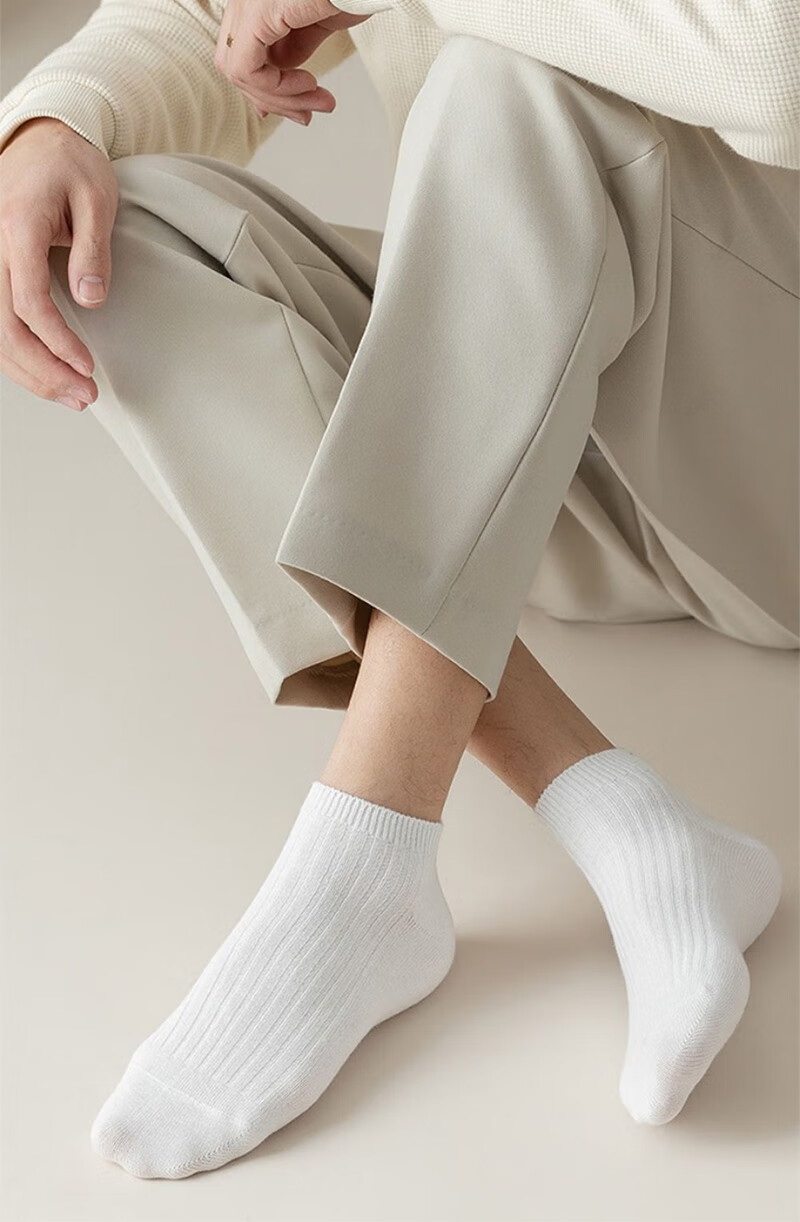 Yimian Men's Socks Xinjiang Cotton Antibacterial Odor-Resistant Short Socks Summer Thin Breathable Black and White No-Show Socks Business Casual 10 Pairs 18