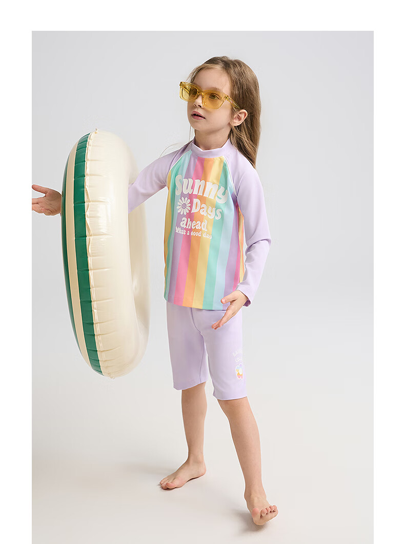 Aimer Kids Vacation Swimsuit Set for Girls, Sun Protection 50+, Chlorine Resistant One-Piece Style 120 16