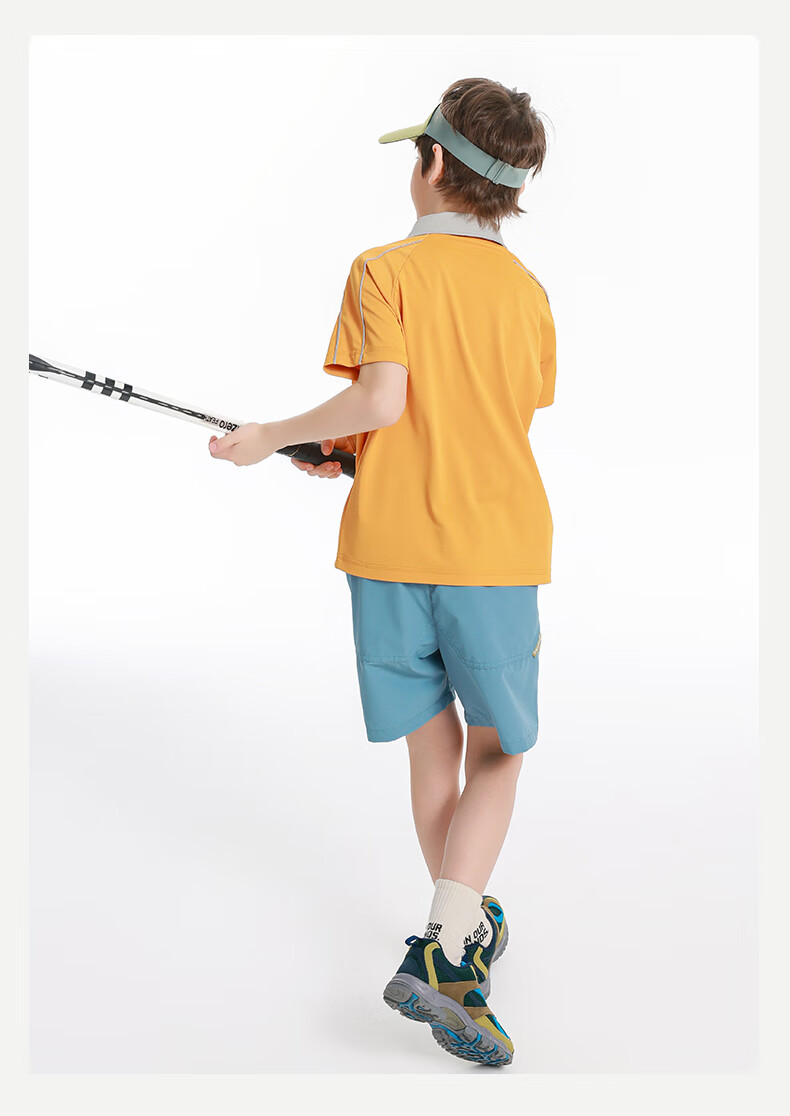 BANDOCIN Boys' Sports Polo Shirt, Summer Lightweight Stylish New Design, Children's Summer Short-Sleeve T-Shirt, Sunshine Orange, Size 140 14