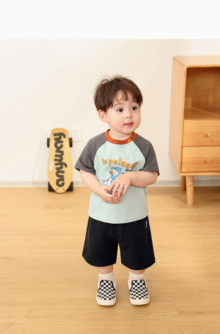LUSON Baby Boy Short Sleeve T-Shirt, Cute Round Neck Contrasting Color Raglan Sleeve, New Style for 2025, Infant Top 22