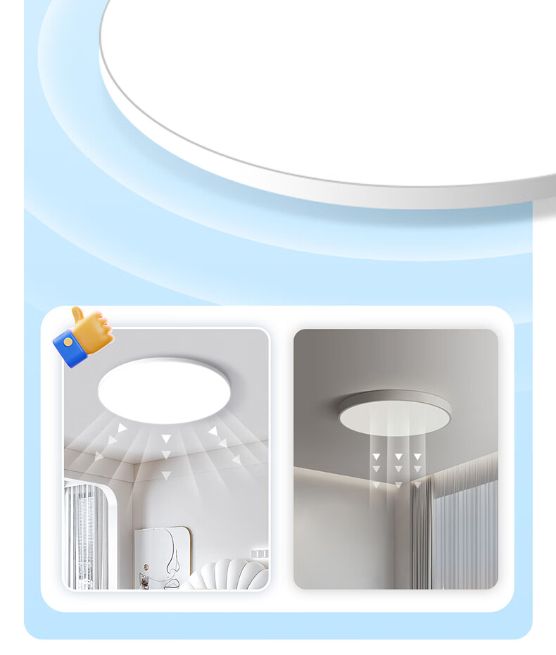 HP Eye-Protection Three-Defense Ultra-Thin LED Ceiling Light for Bedroom, Kitchen, Bathroom, Balcony, Corridor - Zhenzhiguang Series 5
