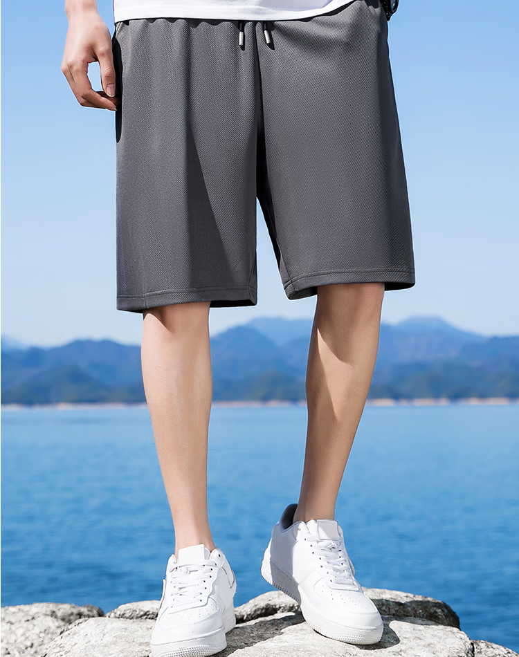 MINISO Men's Sports Shorts Summer Casual Loose Basketball Running Five-Point Ice Silk Shorts Z Dark Gray L 10