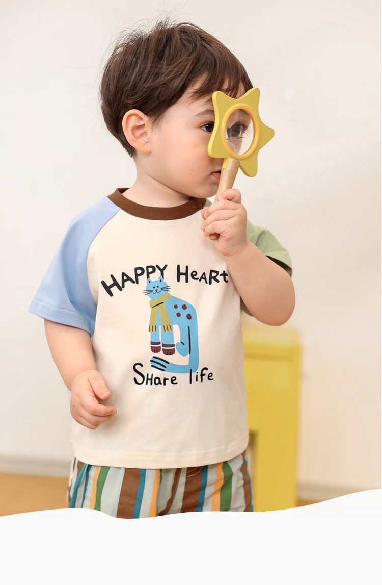 LUSON Baby Boy Short Sleeve T-Shirt, Cute Round Neck Contrasting Color Raglan Sleeve, New Style for 2025, Infant Top 5