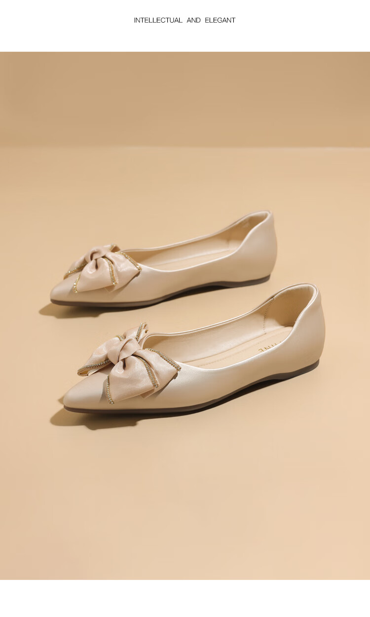 DAPHNE Women's Little Chanel Style Bowknot Fairy Fashion Flat Shoes Spring Summer New Off-White Size 35 8
