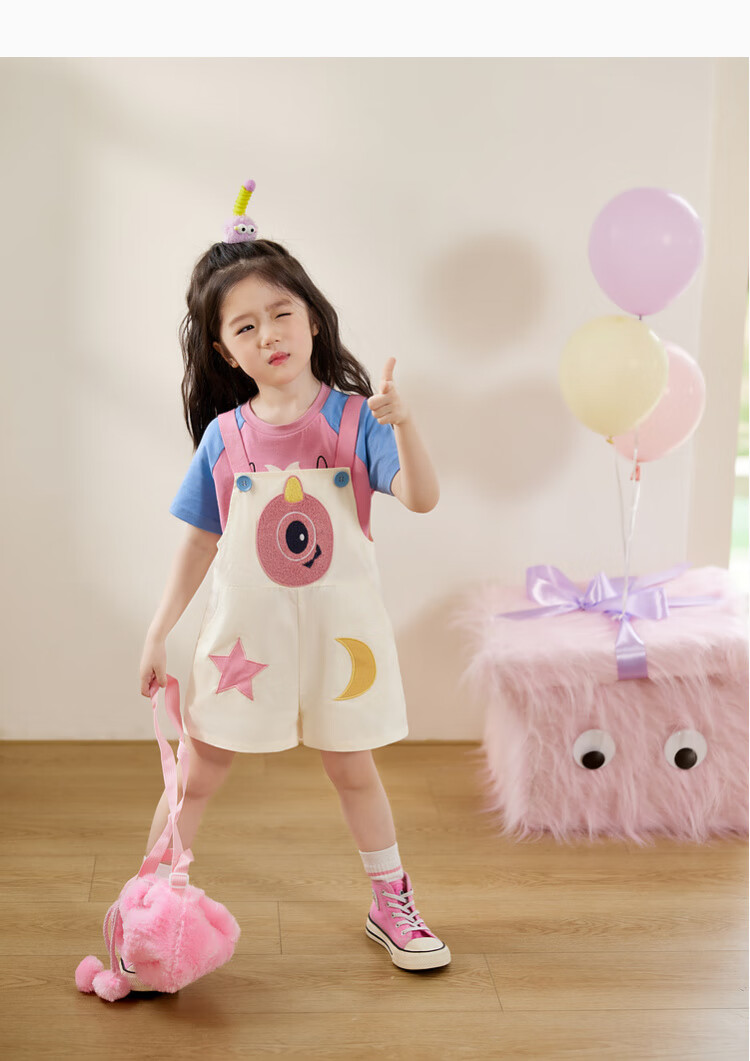 LUSON Children's Clothing, Baby T-Shirt Set for Girls, Stylish Summer New Design, Little Monster Girl's Shorts Set 13