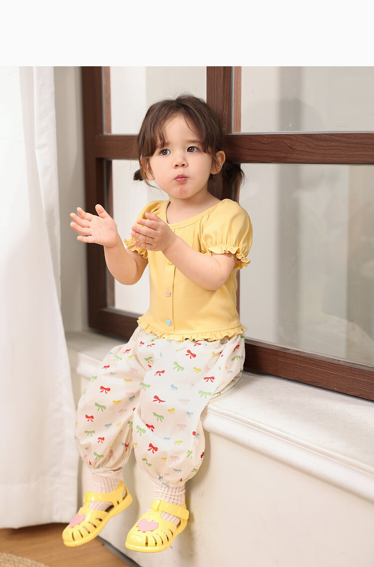 LUSON Baby Girl Pants, 2025 Summer New Stylish All-Over Print Joggers, Infant Mosquito-Proof Trousers 24