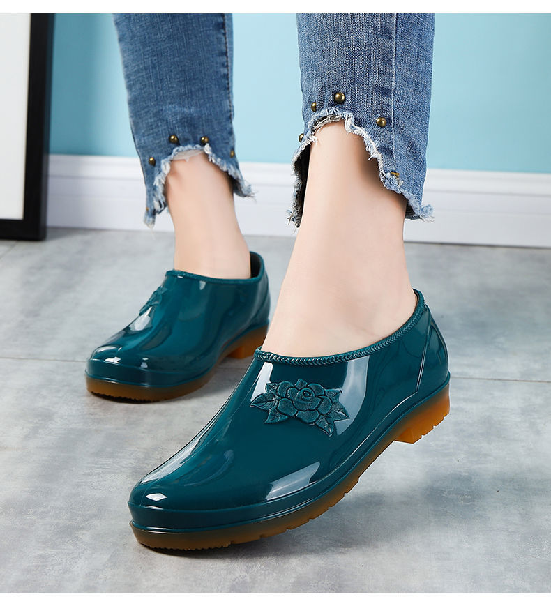 园洁女士春夏季雨鞋女时尚低帮水靴短筒厨房防滑水鞋浅口工作鞋胶鞋套