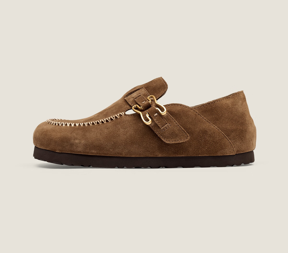 Sasa Su [Celebrity Style] Spring Summer New Coffee Bagel Two-Wear Half-Slip Birkenstock Elevated Loafers for Women 15