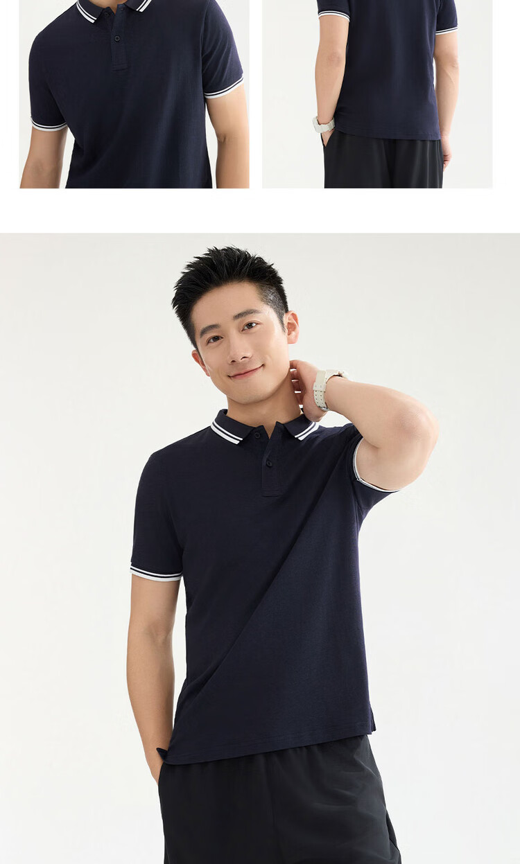 Giordano Men's Short-Sleeve Polo Shirt, Summer Black Technology Quick-Dry Contrasting Pique Fabric, Lightweight Collared Top 01014387 12