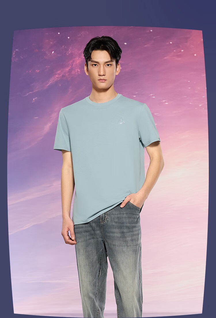 HLA Men's T-Shirt, Three-Body Collaboration Series, Round Neck, Cool-Feeling Short Sleeve, for Summer [Quality Assurance] 9