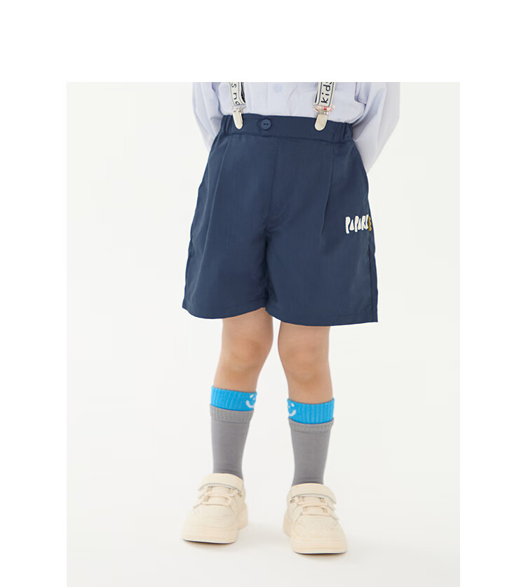 Papa Spring Children's Pants, Boys And Girls Preppy Style Versatile Kindergarten Shorts, Navy Blue-Short Pants, 120cm 10