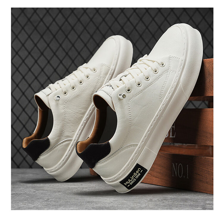 Mulinsen Men's Spring Summer Breathable Casual Business Office Sneakers Student Commuting Sports White Shoes 8