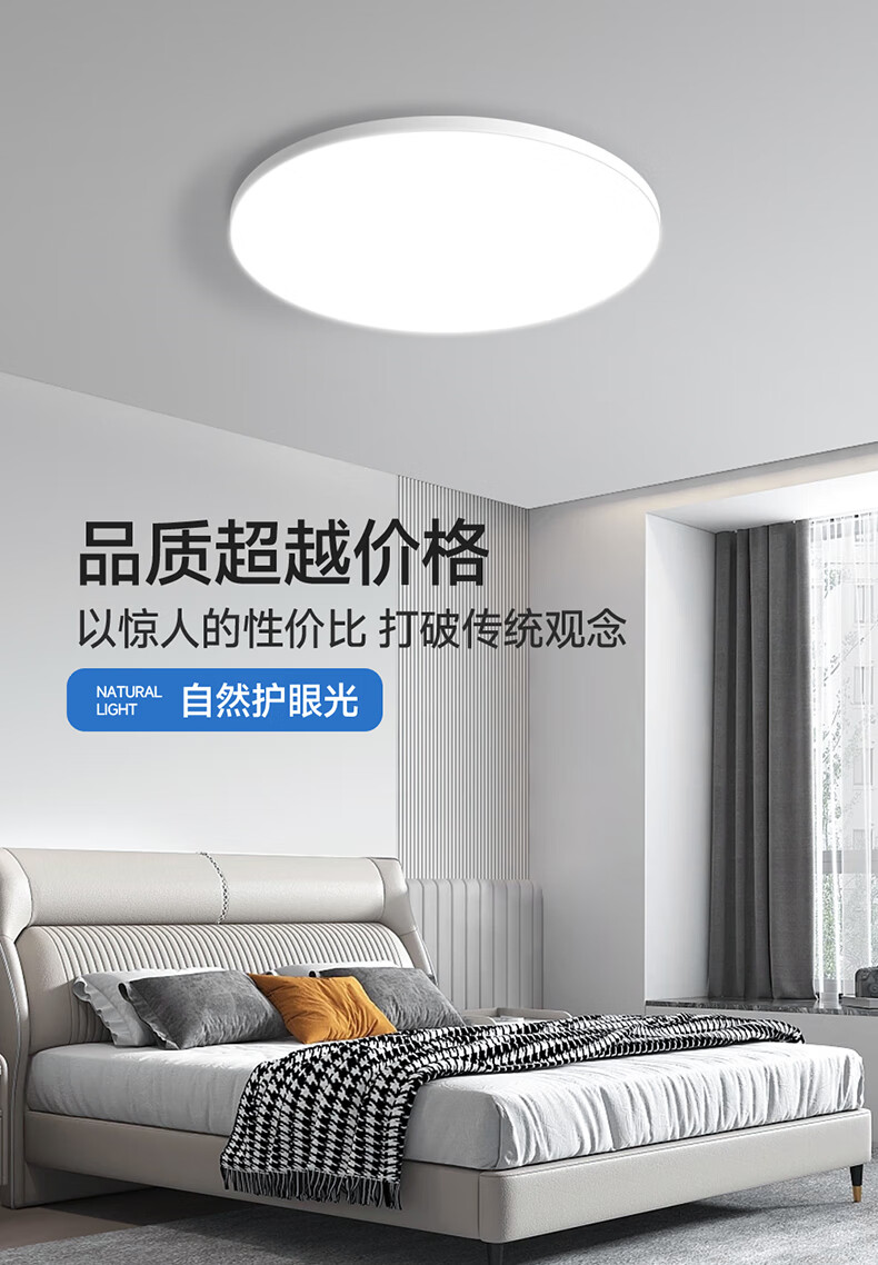 HP Eye-Protection Three-Defense Ultra-Thin LED Ceiling Light for Bedroom, Kitchen, Bathroom, Balcony, Corridor - Zhenzhiguang Series 1
