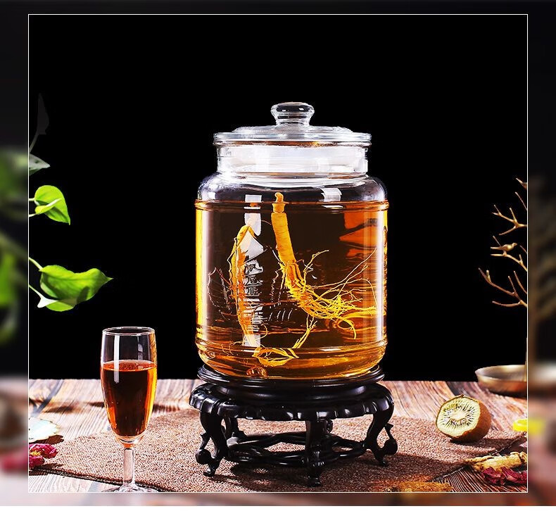 款 泡酒玻璃瓶带龙头10斤40斤酿酒罐泡药酒瓶酒坛子加厚玻璃罐子 25斤