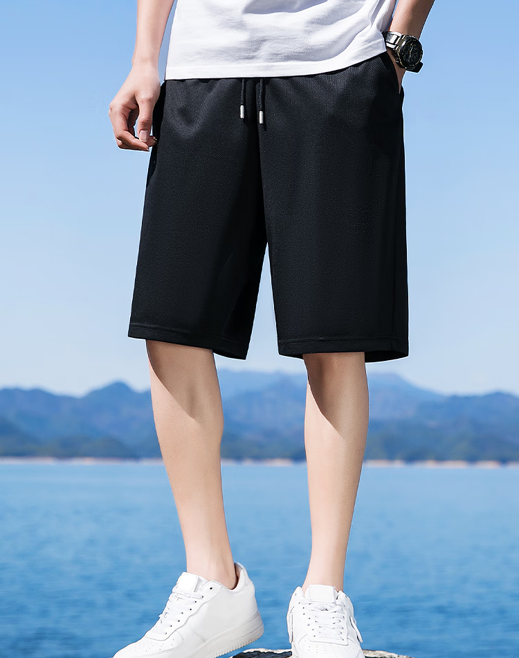 MINISO Men's Sports Shorts Summer Casual Loose Basketball Running Five-Point Ice Silk Shorts Z Dark Gray L 14
