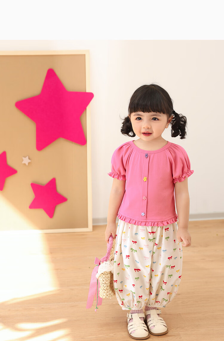 LUSON Baby Girl Pants, 2025 Summer New Stylish All-Over Print Joggers, Infant Mosquito-Proof Trousers 16