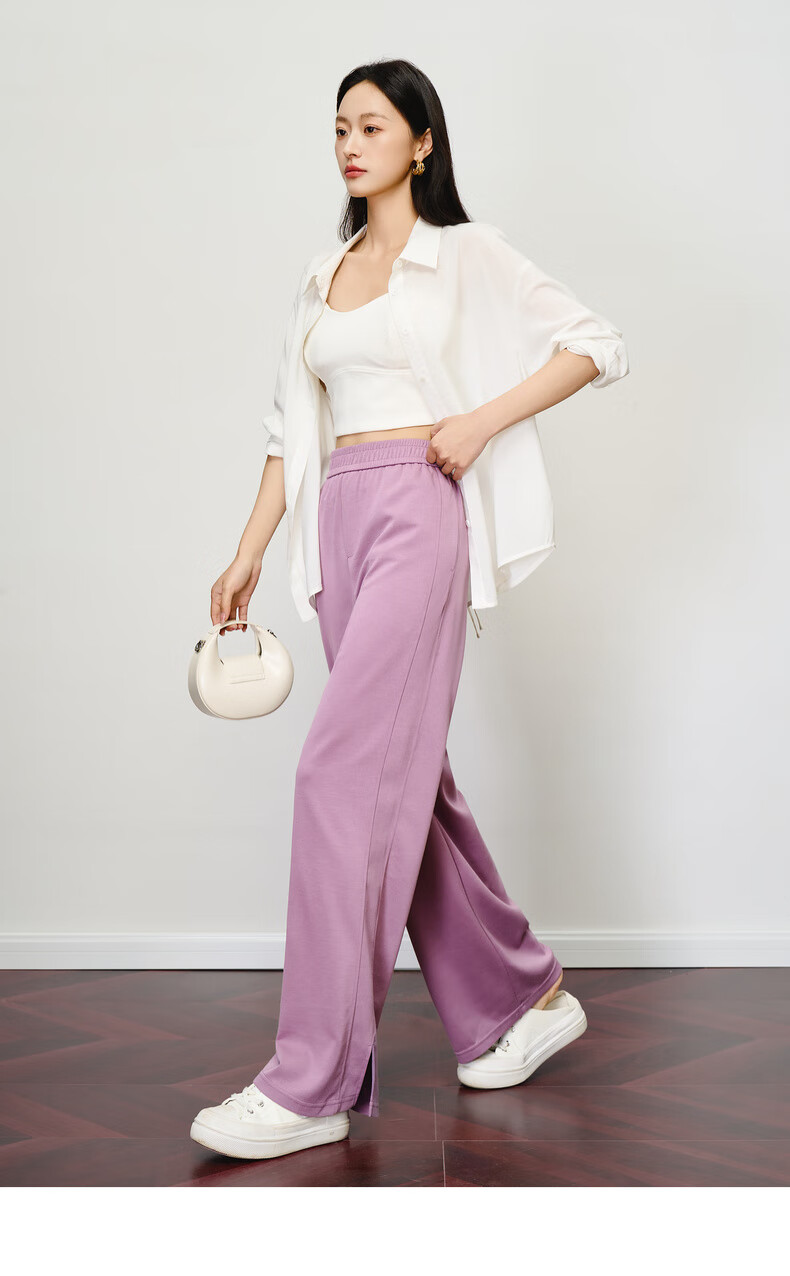 Oulain Loose Casual Pants for Women, Summer High-End Wide-Leg Trousers with Draping Effect, Gray, M 7