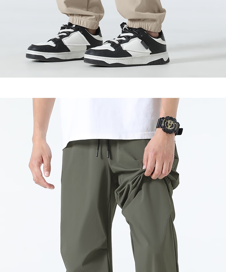MINISO Men's Sports Casual Pants, Summer Cool-Feeling Quick-Dry High Street Premium Tactical Cargo Pants Trendy, Light Beige, M 5
