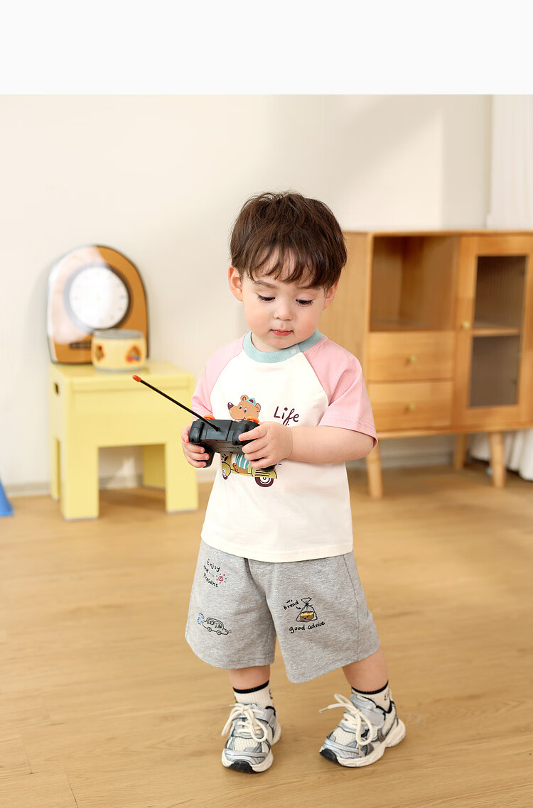 LUSON Baby Boy Short Sleeve T-Shirt, Cute Round Neck Contrasting Color Raglan Sleeve, New Style for 2025, Infant Top 16