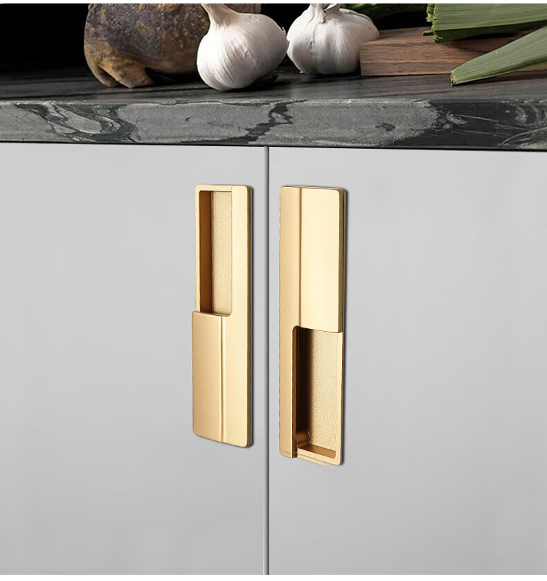 挖槽嵌入式隐形暗拉手黑色现代简约内嵌式暗装柜子衣柜门把手抽屉 砂