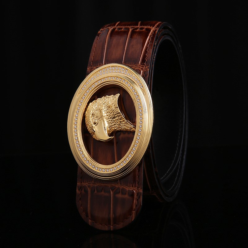 史蒂芬腰带【高端】大气新款鹰头皮带商务休闲镶钻时尚男士裤腰带男装