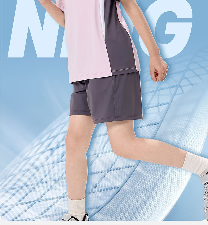 EBAER Children's Cooling Sports Set, Summer 2025 Style, Boys' Sun Protection T-Shirt, Girls' Lightweight Shorts, Lingjing Pink, Size 140 3