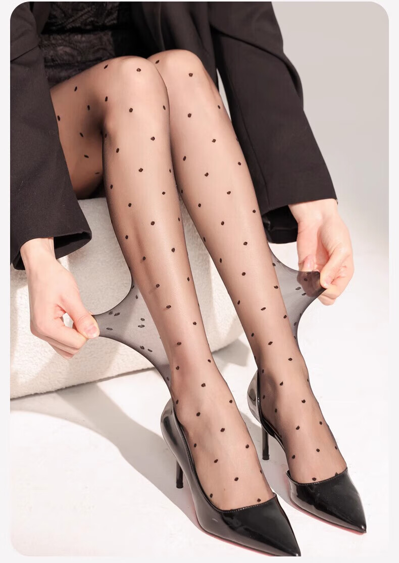 Cotton Full Polka Dot Stockings Women Anti-Snag 0D Nude Sensation Sheer Sexy Black Tights Skin-Enhancing Flesh-Colored Pantyhose TT 10
