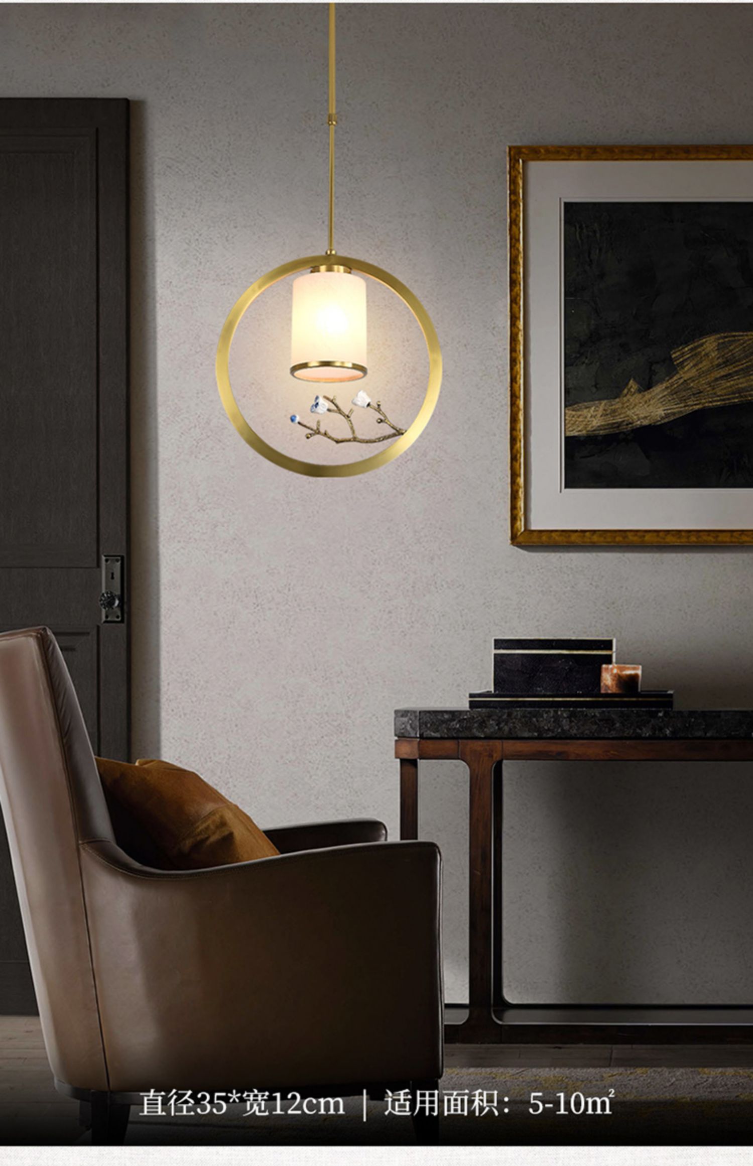 全铜床头吊灯卧室餐厅走廊过道入户玄关中国风简约个性单头小吊灯aa单