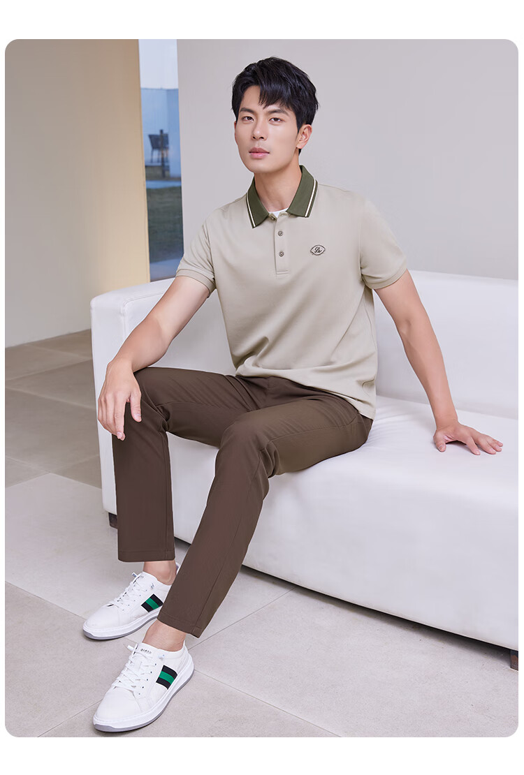 Laxdn Men's Summer New Business Casual Short Sleeve Polo Shirt, Dark Black, M 11