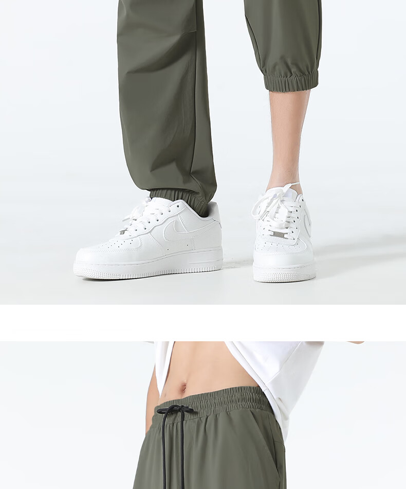 MINISO Men's Sports Casual Pants, Summer Cool-Feeling Quick-Dry High Street Premium Tactical Cargo Pants Trendy, Light Beige, M 6
